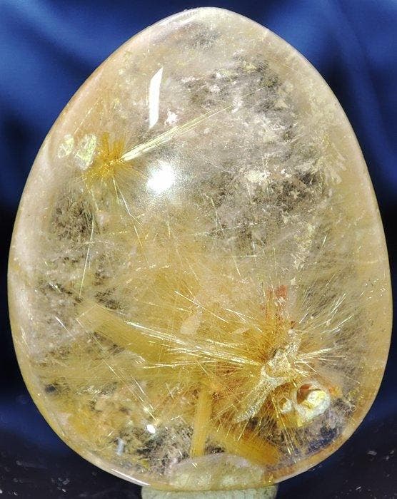 Zeer zeldzaam, prachtig natuurlijk goudrutielkwarts kristal, Verzamelen, Mineralen en Fossielen