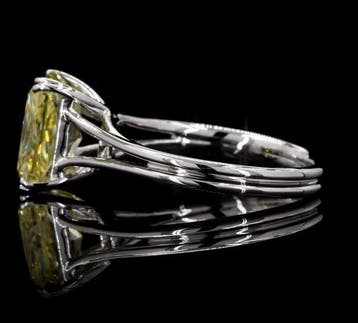 Ring - 14 karaat Witgoud - 3.32ct. tw. Geel Diamant (Fancy