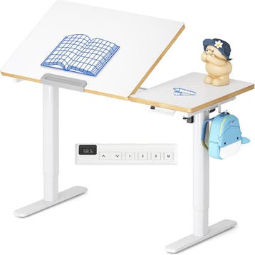 Zit sta bureau - Elektrisch - Kinderbureau - 110x52 cm - Wit, Huis en Inrichting, Verzenden, Nieuw