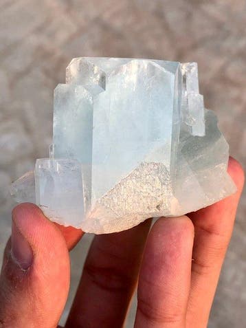 aquamarijn Kristal - Hoogte: 45 mm - Breedte: 62 mm - 150 g
