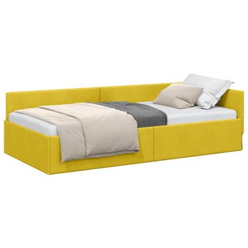 vidaXL Hoek Bed Frame Geel 90 x 200 cm fluweel, Verzenden