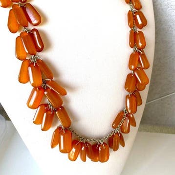 Verzamelobject art-deco-ketting met Baltisch amber kralen,