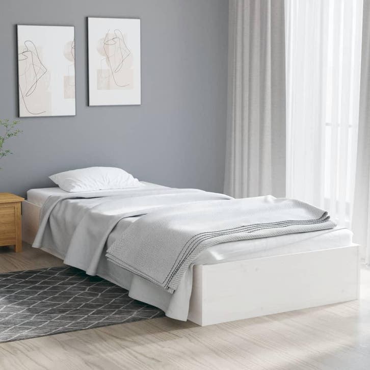 vidaXL Bedframe massief hout wit 90x190 cm, Huis en Inrichting, Slaapkamer | Bedden, Nieuw, Verzenden