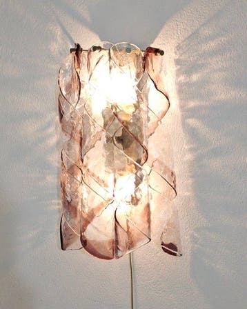 Lampe murale - Laiton nickelé, Verre de Murano