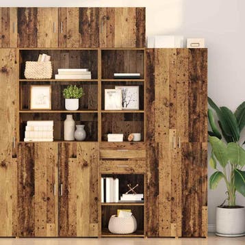 vidaXL Highboard Oud Hout 45 x 42,5 x 185 cm Bewerkt hout, Verzenden, Nieuw