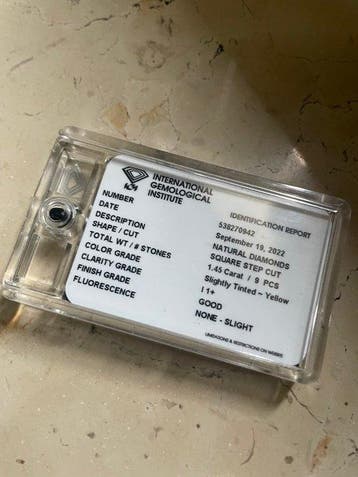 9 pcs Diamant (Natuurlijk) - 1,45 ct - Carré - P1 -, Nieuw