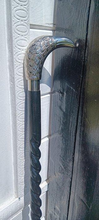 Canne de marche - métal et bois - Bâton de marche dun aigle, Antiquités & Art