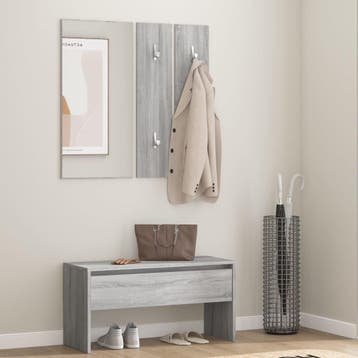 vidaXL Garderobe set bewerkt hout grijs sonoma eikenkleurig, Verzenden, Nieuw