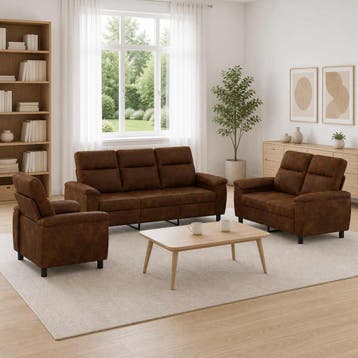 vidaXL bank / zetelstel 3 pcs Leger Groen Kunst Suède Leer, Verzenden