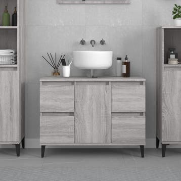vidaXL Wastafelkast 80x33x60 cm bewerkt hout grijs sonoma, Verzenden, Nieuw