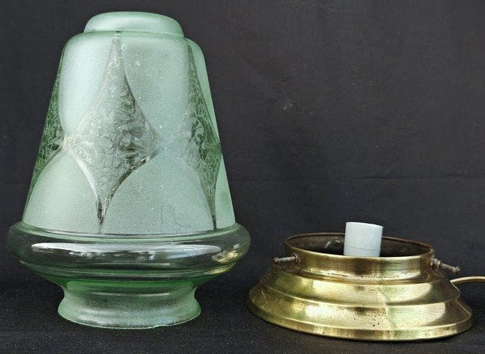 Lampe de table - Verre, Laiton, Antiquités & Art, Art | Objets design