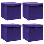 vidaXL Opbergboxen met deksel 4 st 32x32x32 cm stof paars, Verzenden