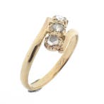 Gouden ring met roos geslepen diamanten; ca. 0,20 ct., Gebruikt, Overige kleuren, Ophalen of Verzenden, 17 tot 18