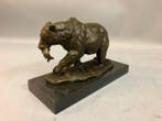 Sculpture, Grizzly beer vangt vis - 14 cm - Bronze