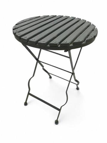 Sculpture, zware ronde tuintafel - 75 cm - bois et métal -