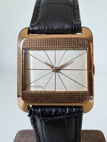 Festina – TV Case – Sector Dial – GoldTone – Vintage Men’s, Nieuw