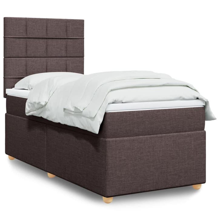 vidaXL Boxspring met matras stof donkerbruin 80x200 cm, Maison & Meubles, Chambre à coucher | Lits, Envoi