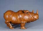 Beeld, Indische Neushoorn - 40 cm - Hout, Antiek en Kunst