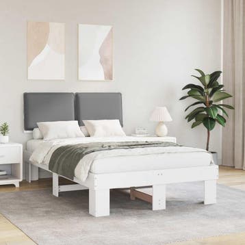 vidaXL Bedframe met Gevoerde Hoofdbord Lichtgrijs 120 x 200, Verzenden, Nieuw