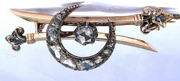 Broche - 15 karaat Roségoud, Zilver - 1.00ct. tw. Diamant