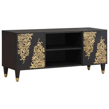 vidaXL TV Kast Zwart 105 x 33 x 46 cm Massief Mango Hout, Huis en Inrichting, Woonaccessoires | Cd- en Dvd-rekken, Verzenden, Nieuw