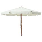 vidaXL Parasol met houten paal 330 cm zandwit, Verzenden