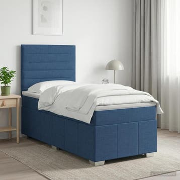 vidaXL Boxspringbed met matras met hoofdeinde Blauw 90 x 200, Verzenden