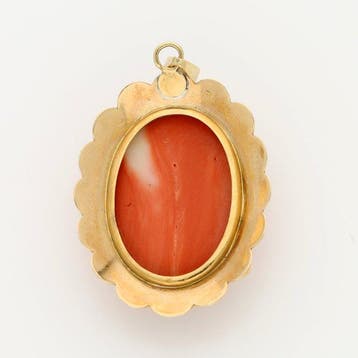 Pendentif - 18 carats Or jaune - Corail rouge, perle, Bijoux, Sacs & Beauté