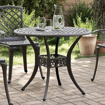vidaXL Tuintafel Ø 90x75 cm gietaluminium zwart, Tuin en Terras, Verzenden, Nieuw
