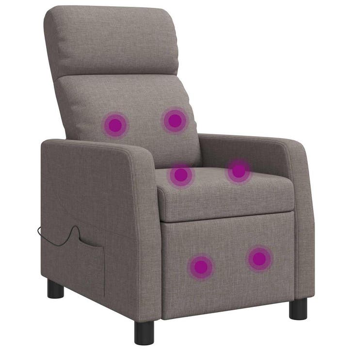 vidaXL Massage Relaxstoel Taupe Stof, Maison & Meubles, Fauteuils, Envoi