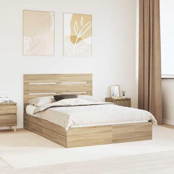 vidaXL Opbergbed met lade Sonoma Eik 140 x 200 cm Bewerkt, Verzenden, Nieuw
