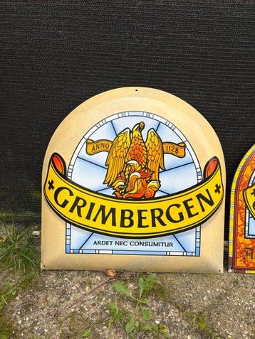 Grimbergen Abdijbier – Set van 3 Grote Emaille Reclameborden