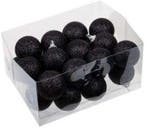 Glitter Kerstballen Zwart 40 mm doosje 24 stuks, Nieuw