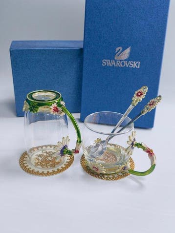 Swarovski - Set theekopjes (2) - Swarovski-kristal