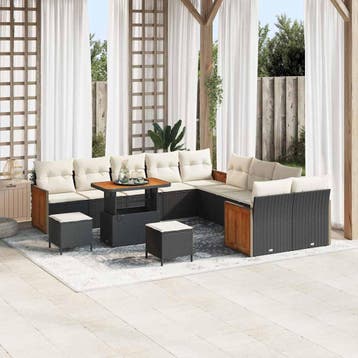 vidaXL Tuinbank Set 17 st 10-Aantal zitplaatsen Zwart en, Jardin & Terrasse, Verzenden