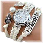 Fako - Armband Horloge - Multi Uiltjes Sister - Wit, Verzenden, Nieuw