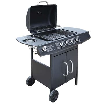 vidaXL Gasbarbecue 4+1 kookzone zwart, Verzenden