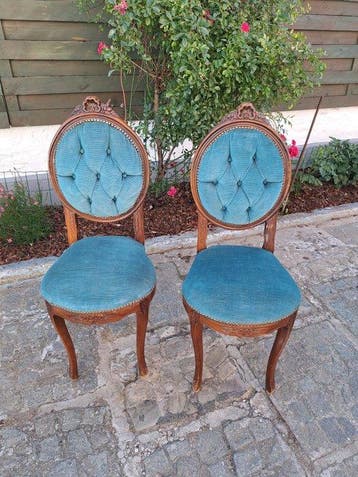 Chaise (2) - Bois, Velours - Chaises style Louis XVI