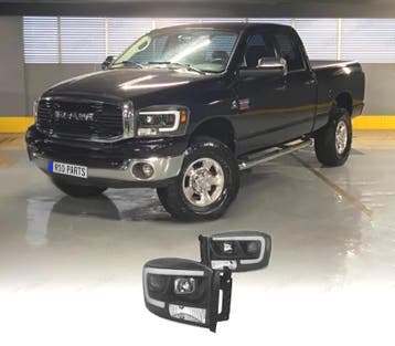 PHARES POUR DODGE RAM 06-08 DAYLIGHT LED NOIR, Verzenden