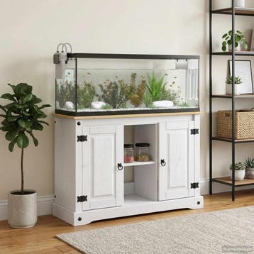 vidaXL Aquarium Stand CORONA Wit en Bruin 101,5 x 37 x 73 cm, Verzenden