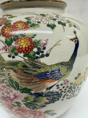 Vase vintage japonais Kutani Tougetu   Poterie du Japon