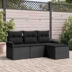 vidaXL Tuinbank Set met kussen met opslag 4 pcs Zwart Poly, Verzenden