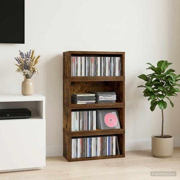 vidaXL CD Opslagrek 4 st Gerookt eiken 40 x 17 x 17 cm, Verzenden, Nieuw