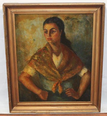 École espagnole (XX) - Retrato femenino, Antiquités & Art