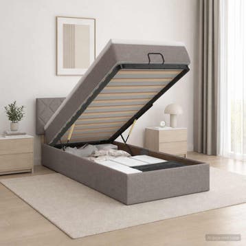 vidaXL Ottoman bed met matras met hoofdeinde Taupe 90 x 190, Maison & Meubles, Chambre à coucher | Lits, Verzenden