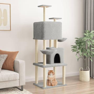 vidaXL Kattenmeubel met sisal krabpalen 180 cm lichtgrijs, Verzenden