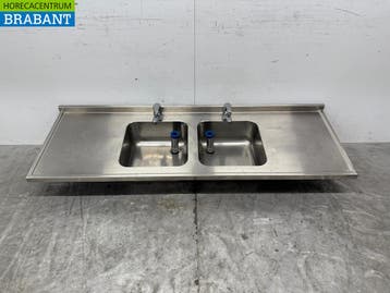 RVS Spoelblad Dubbele Spoelbakken met kraan 183 cm Horeca, Ophalen of Verzenden, Nieuw in verpakking