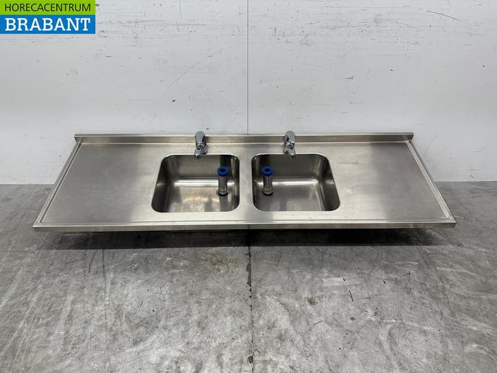 RVS Spoelblad Dubbele Spoelbakken met kraan 183 cm Horeca, Zakelijke goederen, Horeca | Meubilair en Inrichting, Ophalen of Verzenden