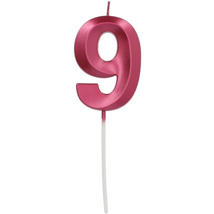 Roze Kaars 9 Jaar 5cm, Hobby en Vrije tijd, Feestartikelen, Nieuw, Verzenden