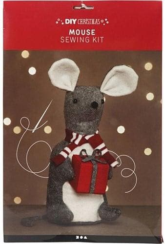 DIYkit Pakket Hobbyset Kerstmuis van vilt 30 cm zelf maken, Nieuw